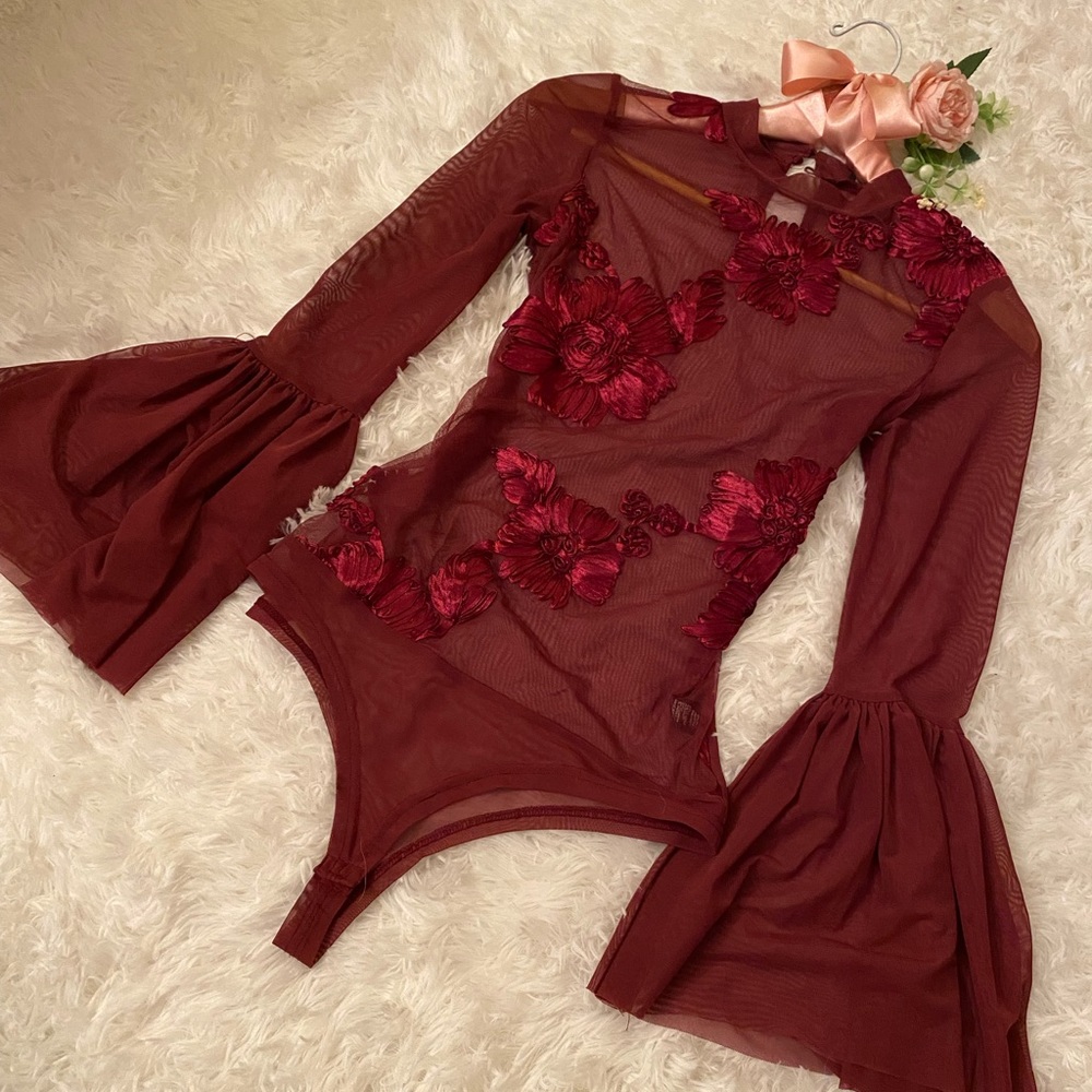 Haute Monde Lace Satin Bodysuit | Size M.